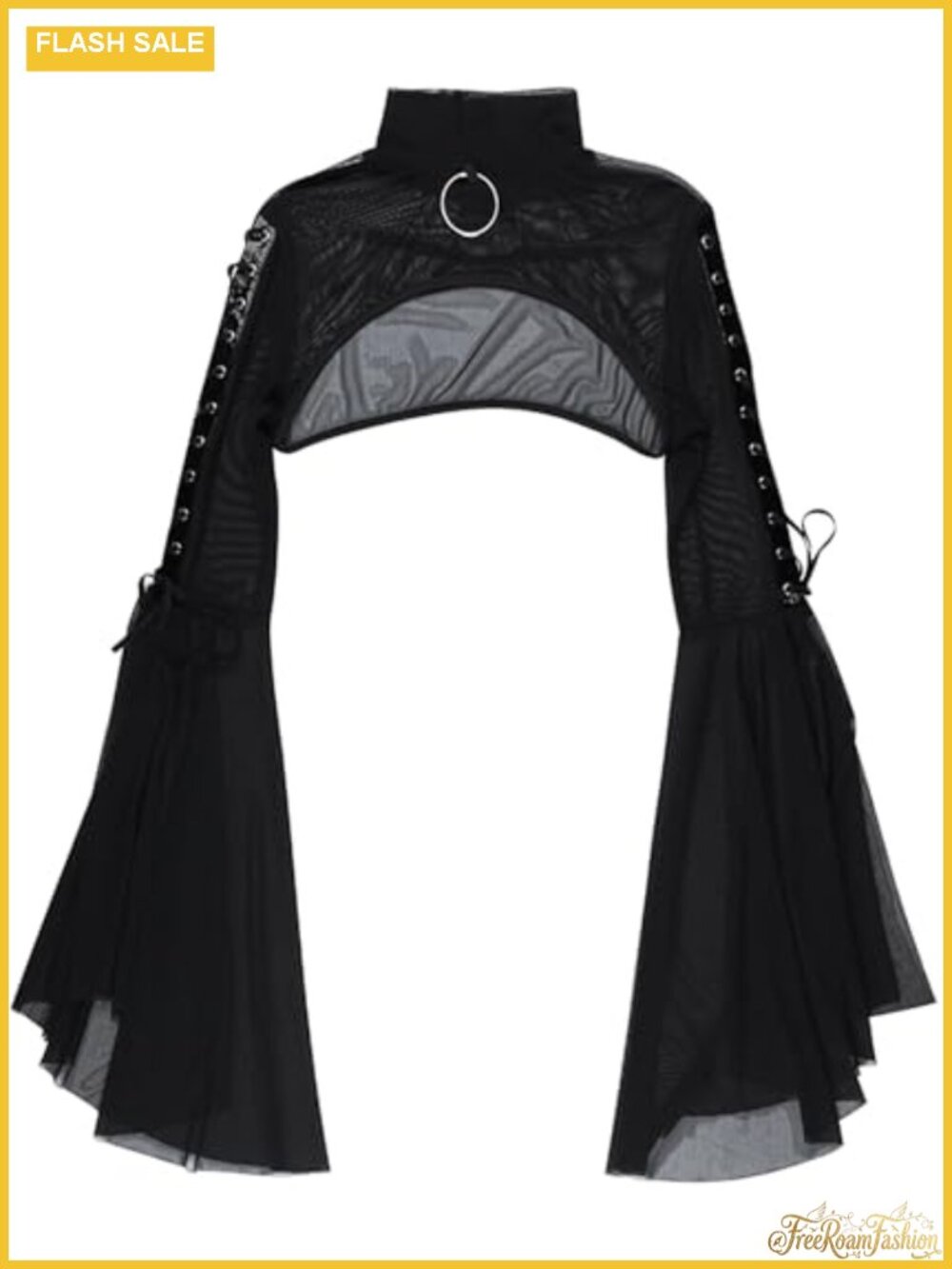 Gothic Shrug Black Lace Cropped Cardigan See Through Sheer Floral Blouse Women